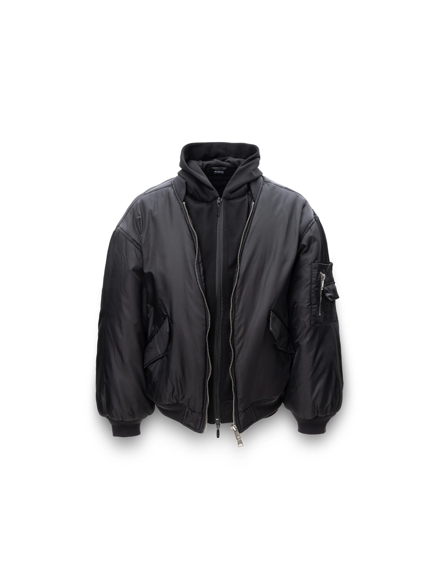 Бомбер с капюшоном ABC, цвет: Черный, 00-278 купить онлайн