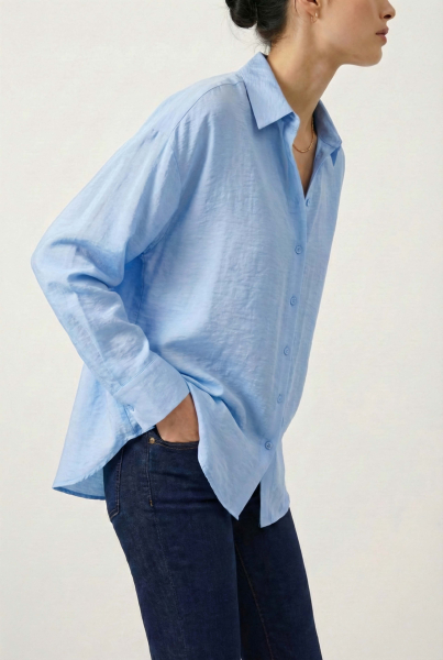 Рубашка оверсайз из вискозы REFERT, цвет: голубой, 12-3277/1-2511 купить онлайн