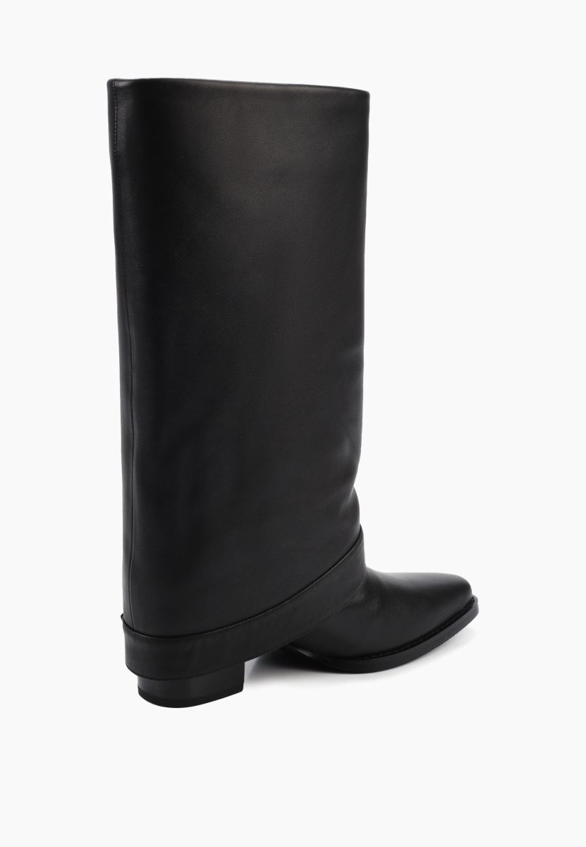 Сапоги на каблуке из натуральной кожи SBALO, цвет: Черный SHT82 купить онлайн