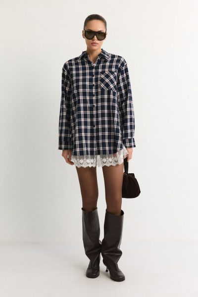 Рубашка с кружевом TOPTOP, цвет: синий, TT.021.18502.621 купить онлайн