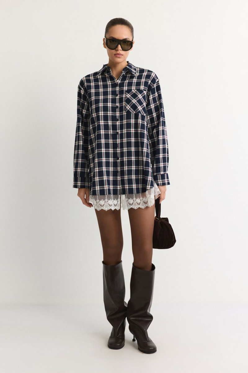 Рубашка с кружевом TOPTOP, цвет: синий, TT.021.18502.621 купить онлайн