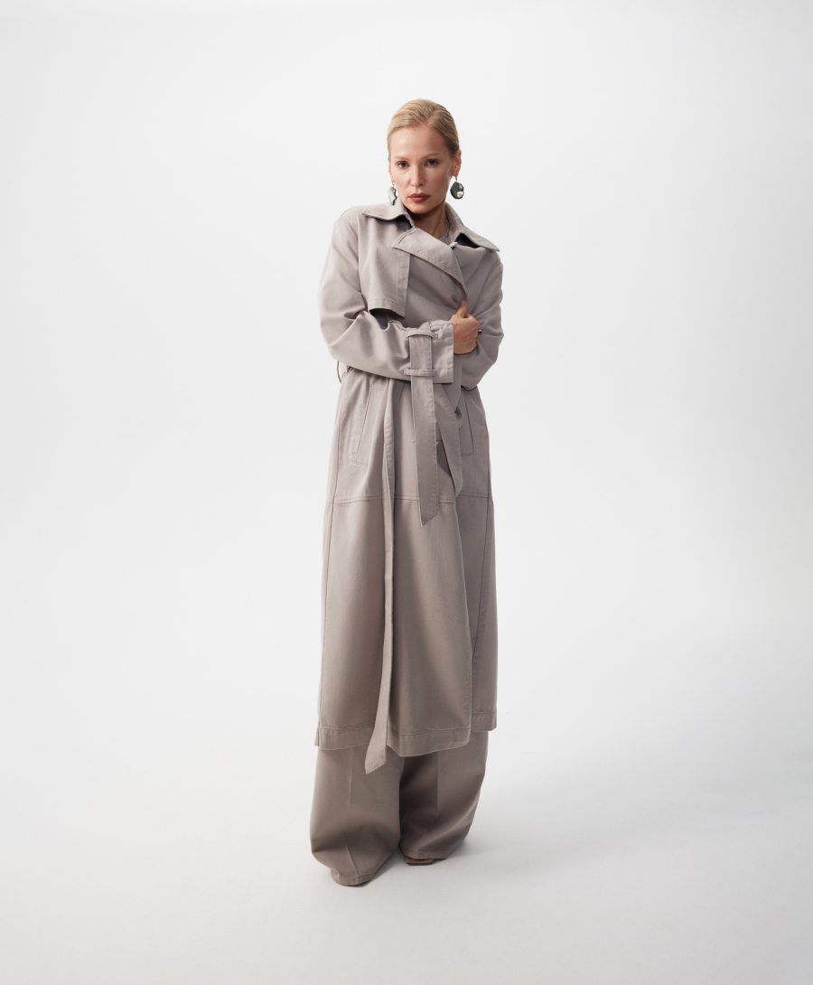 Плащ с запахом из денима