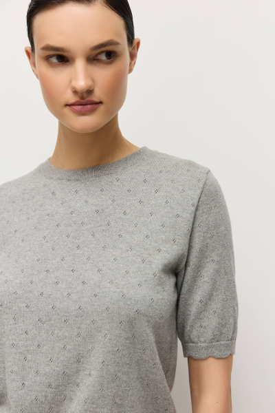 Джемпер пуантель из хлопка с кашемиром AROUND, цвет: серый меланж, 219_129CC06 купить онлайн