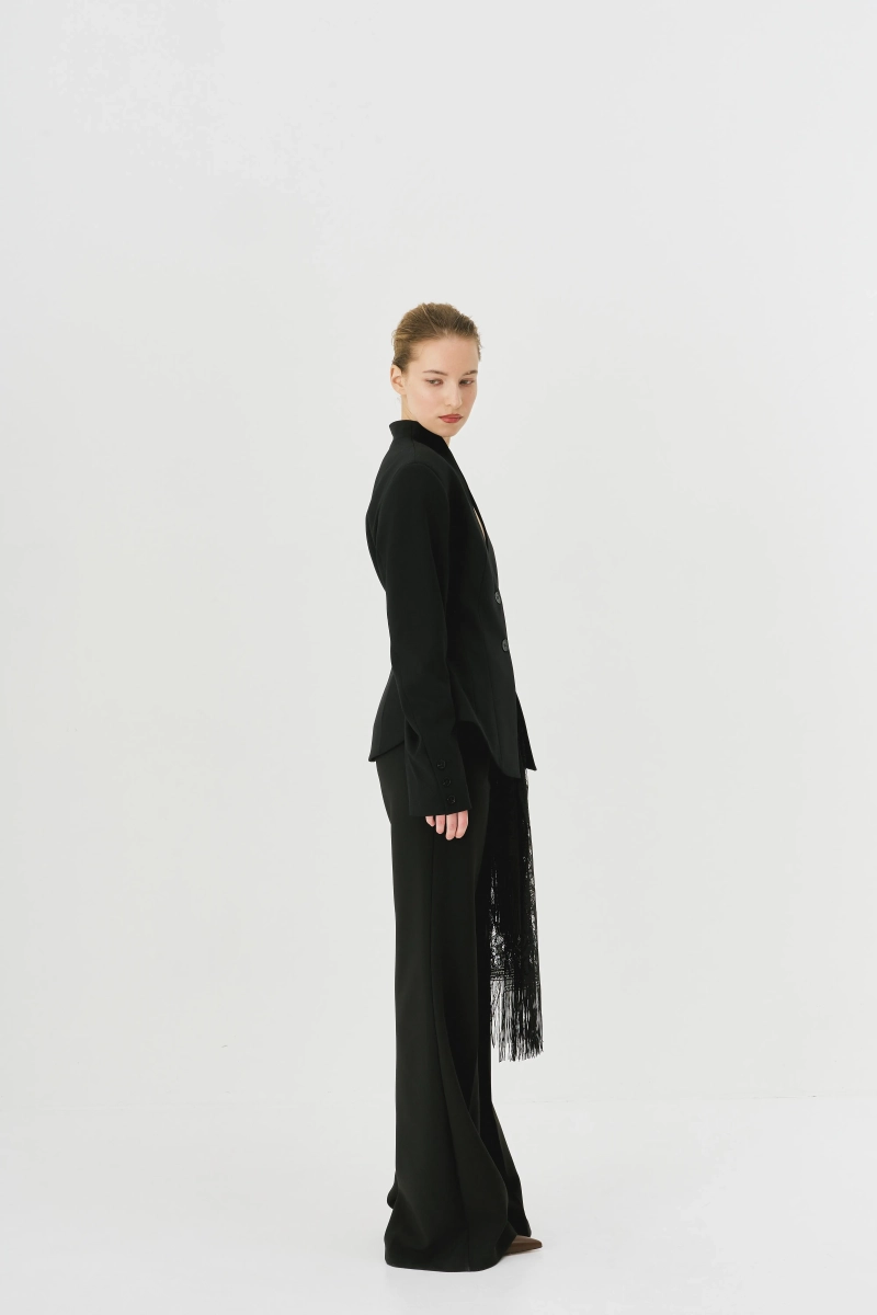 Жакет приталенный с рельефным воротником Ricoco, цвет: Черный, 7052/2 купить онлайн