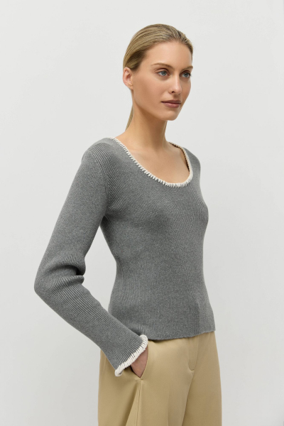 Джемпер в рубчик с ручной отделкой AROUND, цвет: серый, 219_120CA05 купить онлайн
