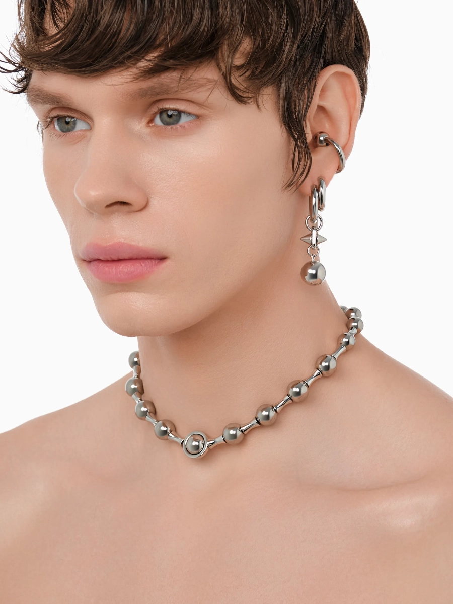 Моносерьга шар RUSHEV, цвет: Серебряный RSHV_N25_MN2 | новая мужская коллекция купить онлайн