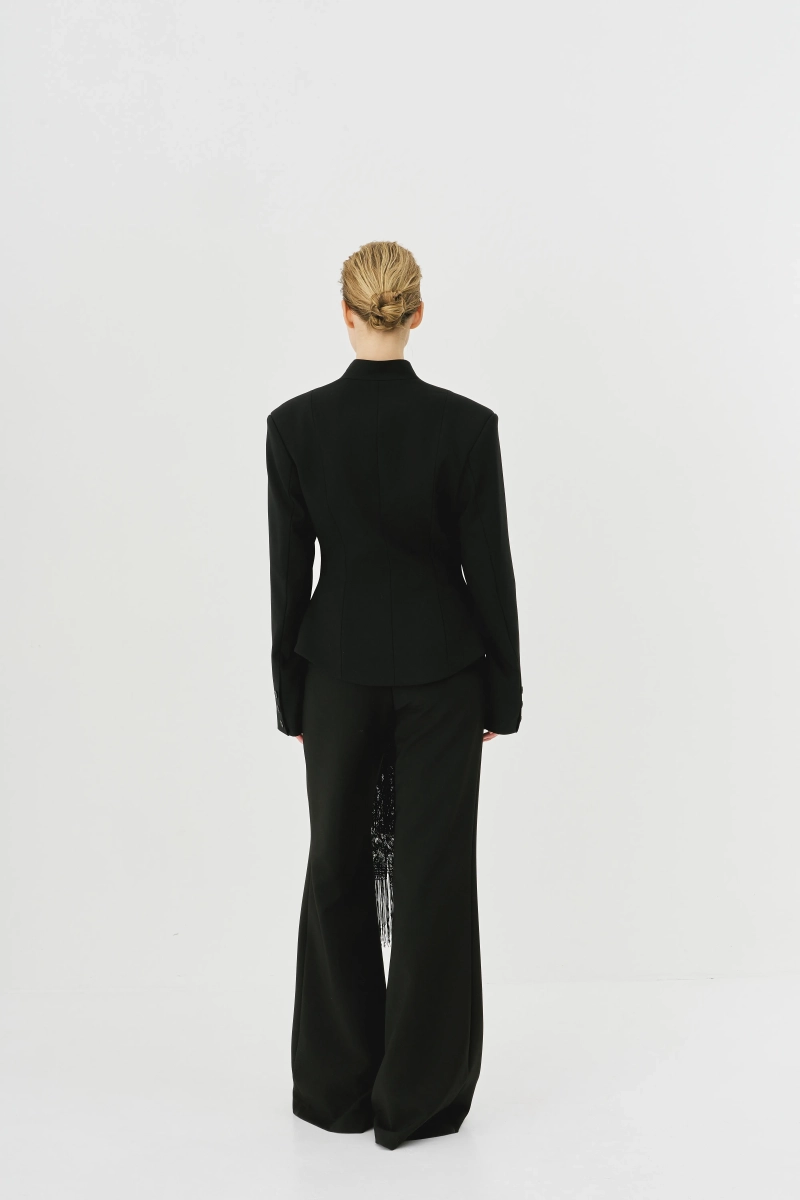 Жакет приталенный с рельефным воротником Ricoco, цвет: Черный, 7052/2 купить онлайн