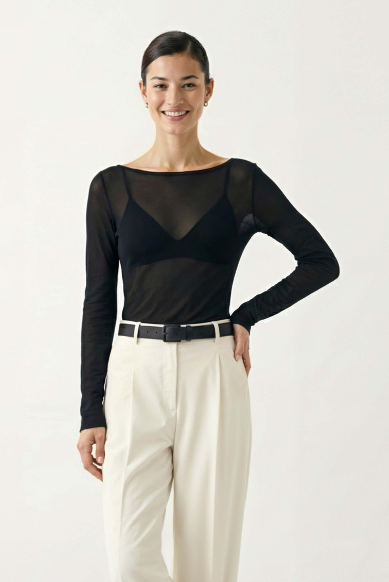 Лонгслив из трикотажа приталенного силуэта