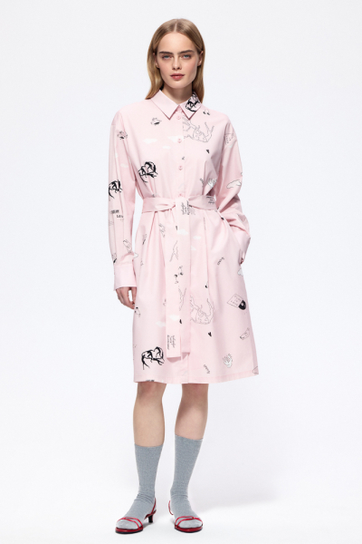 Платье-рубашка с принтом