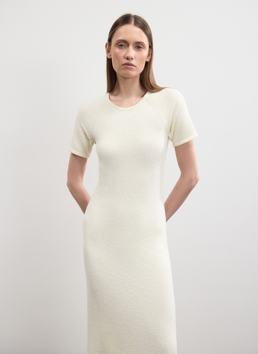 Платье фактурной вязки из хлопка ALL WE NEED, цвет: белый,  купить онлайн