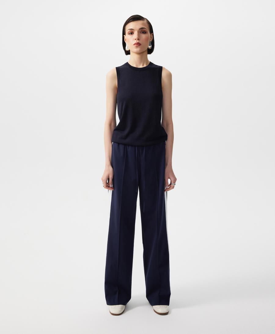 Брюки-палаццо с вязаными лампасами GLVR, цвет: Черный, 126G23GAC5611 купить онлайн