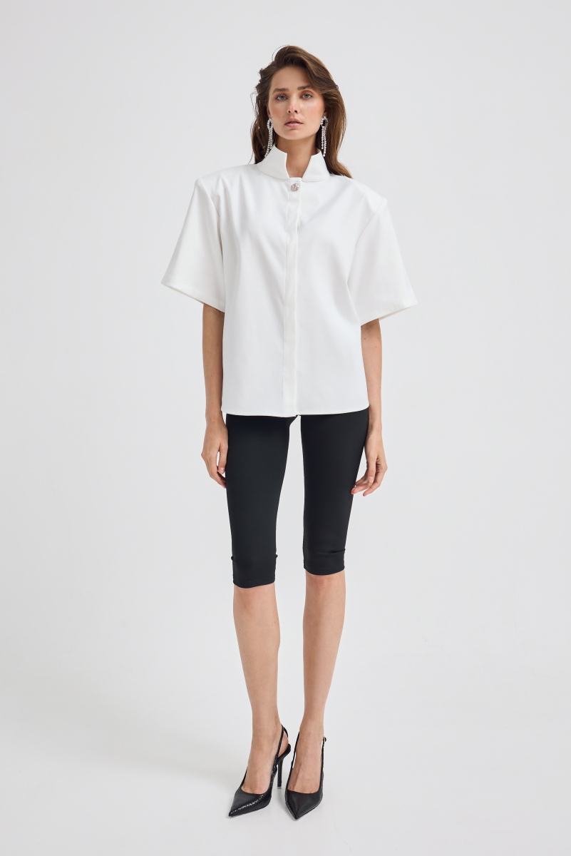 Рубашка с воротником стойкой Shtripling, цвет: белый, SHRUB005WHT купить онлайн