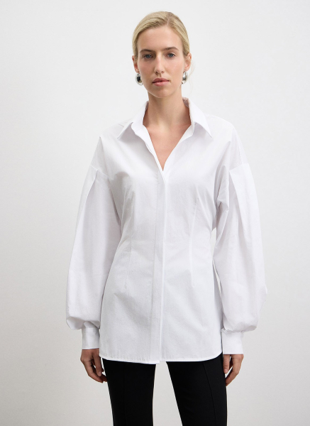 Рубашка с объемным рукавом ALL WE NEED, цвет: белый,  купить онлайн
