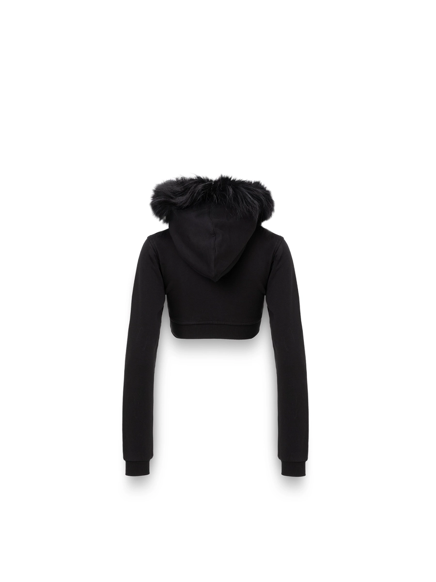 Мини-худи на молнии с мехом ABC, цвет: Черный, 00-182 купить онлайн