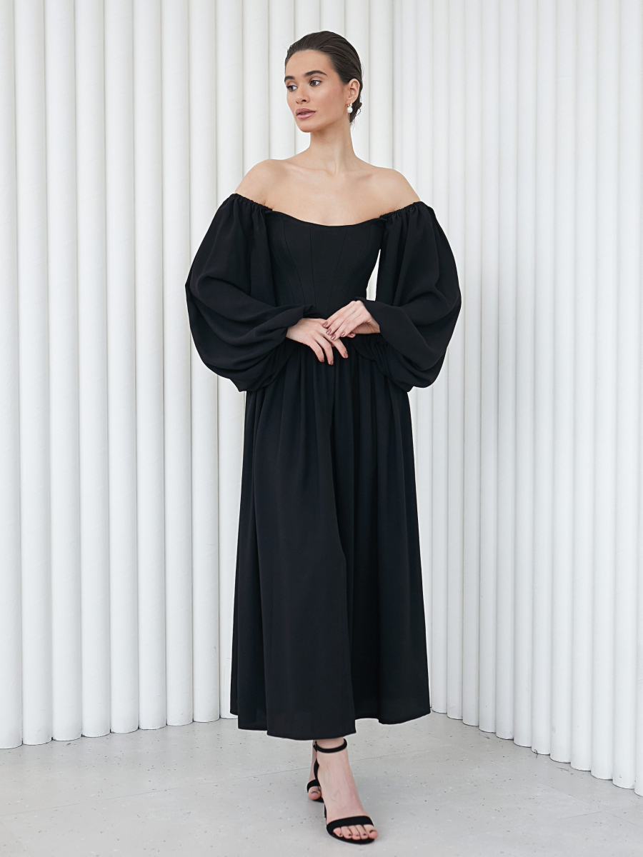 Платье карандаш с объемными рукавами I.B.W., цвет: Черный, ED042 купить онлайн