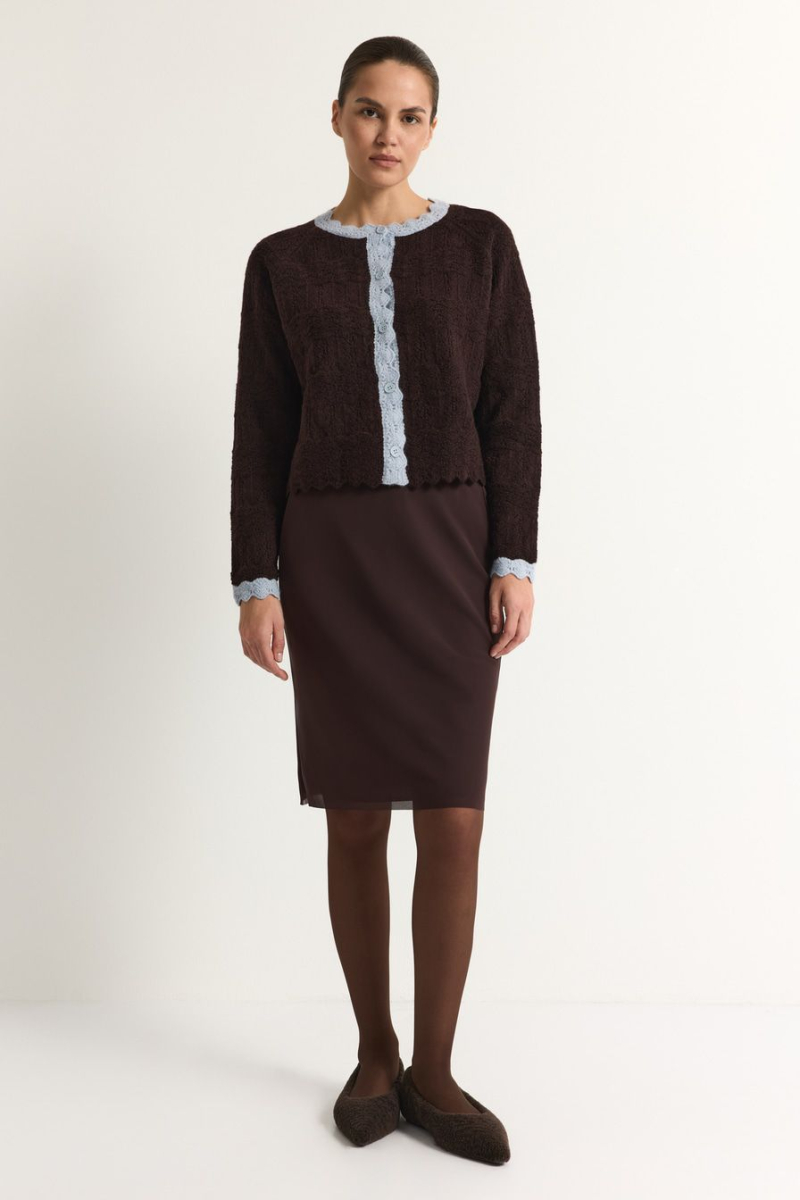 Кардиган с контрастной отделкой TOPTOP, цвет: коричневый, TT.051.17502.701 купить онлайн