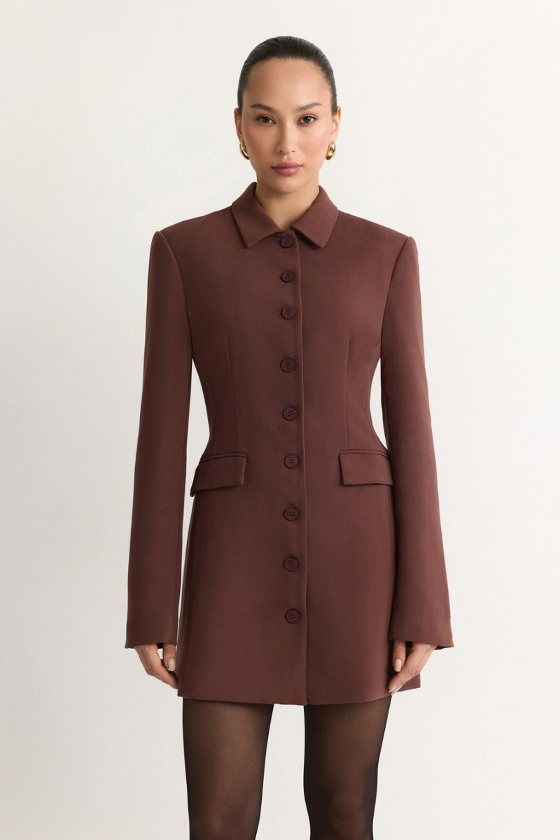 Платье-жакет из смесовой вискозы TOPTOP, цвет: коричневый, TT.010.18009.700 купить онлайн