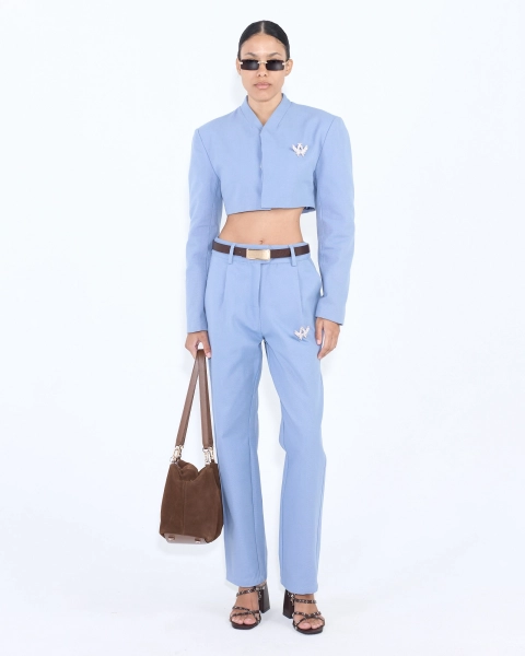 Жакет укороченный из канваса ASIA ST 71, цвет: синий, Ast71.jacket-crop-canvas-blue купить онлайн