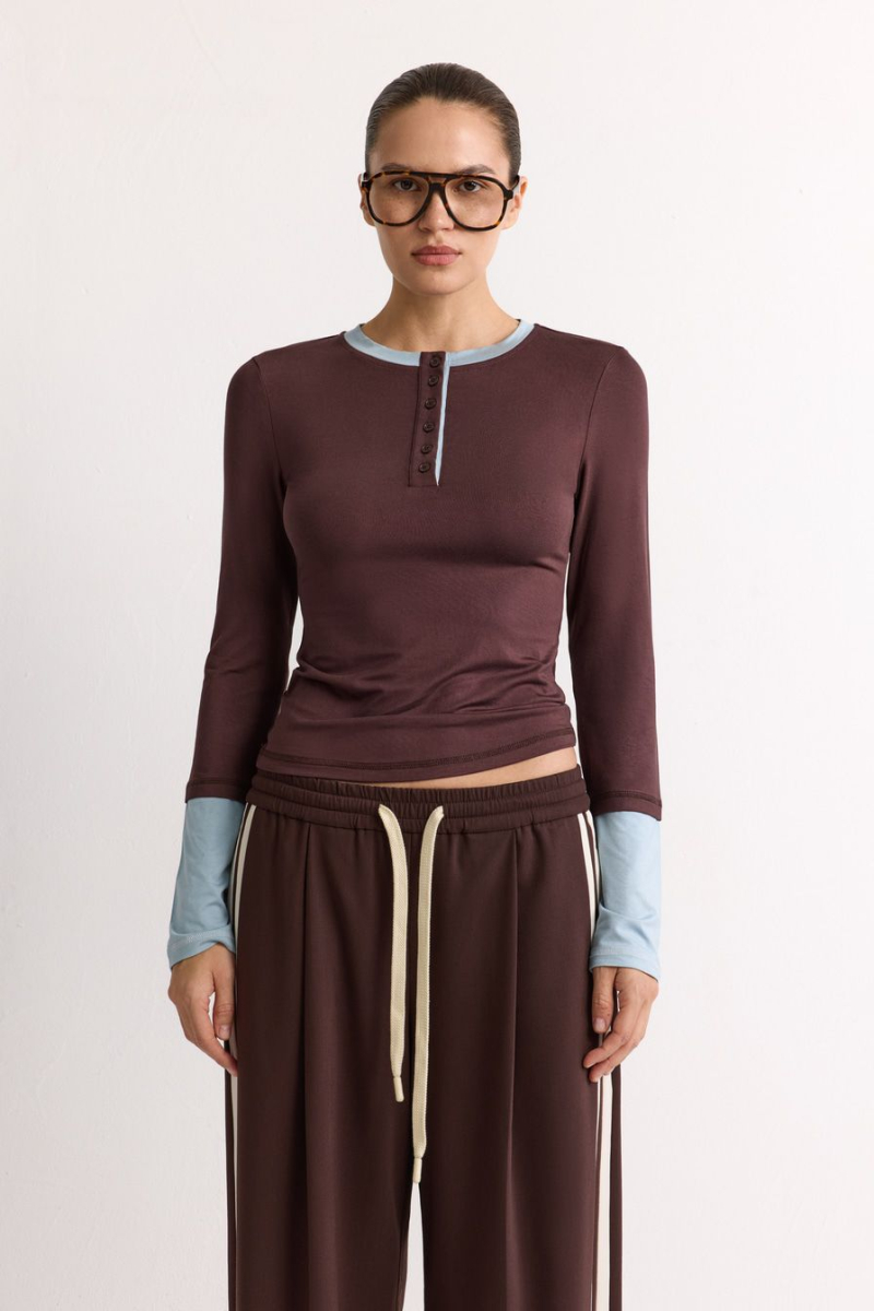 Лонгслив из смесовой вискозы TOPTOP, цвет: коричневый, TT.025.18745.700 купить онлайн