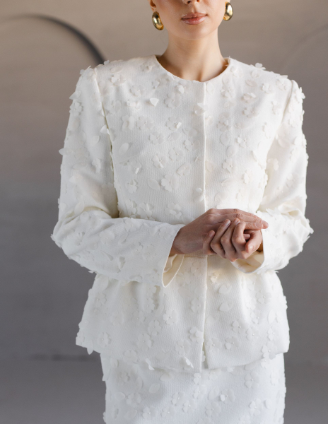 Жакет из твида с баской VLVT, цвет: белый, 00-00005356 купить онлайн