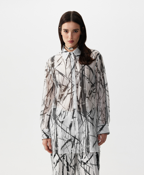 Блузка удлиненная из полупрозрачной ткани