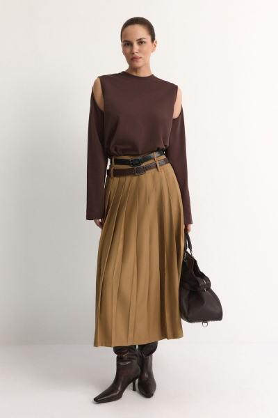 Лонгслив из смесового хлопка TOPTOP, цвет: коричневый, TT.025.12361.700 купить онлайн