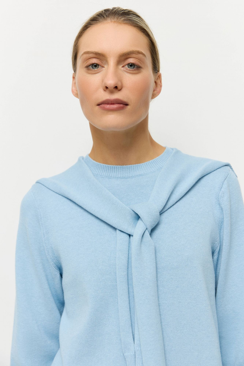 Джемпер из хлопка с кашемиром 2 в 1 AROUND, цвет: голубой, 219_132CC07 купить онлайн