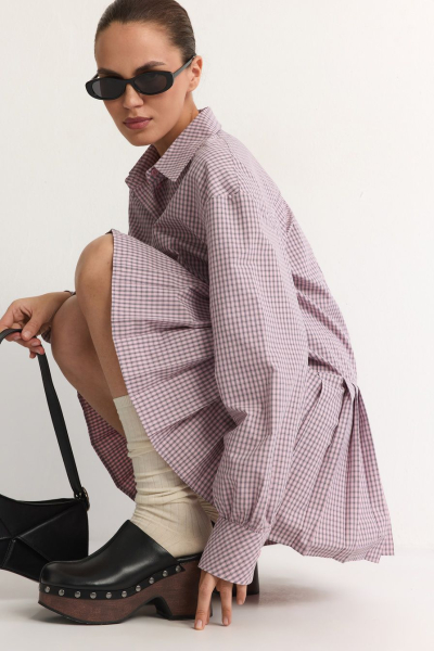 Платье-рубашка из смесового хлопка TOPTOP, цвет: розовый, TT.010.18007.301 купить онлайн