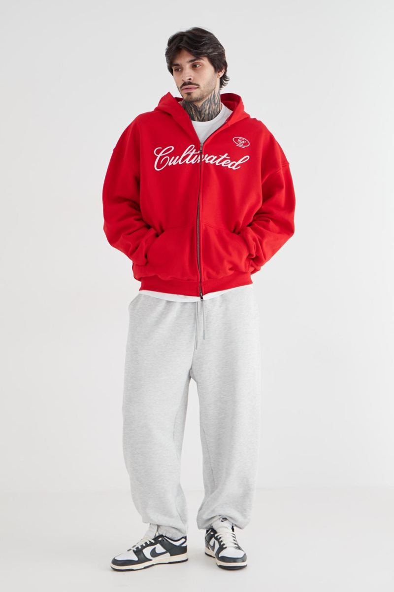 Худи на молнии «Город» CULTBASE, цвет: красный,  купить онлайн