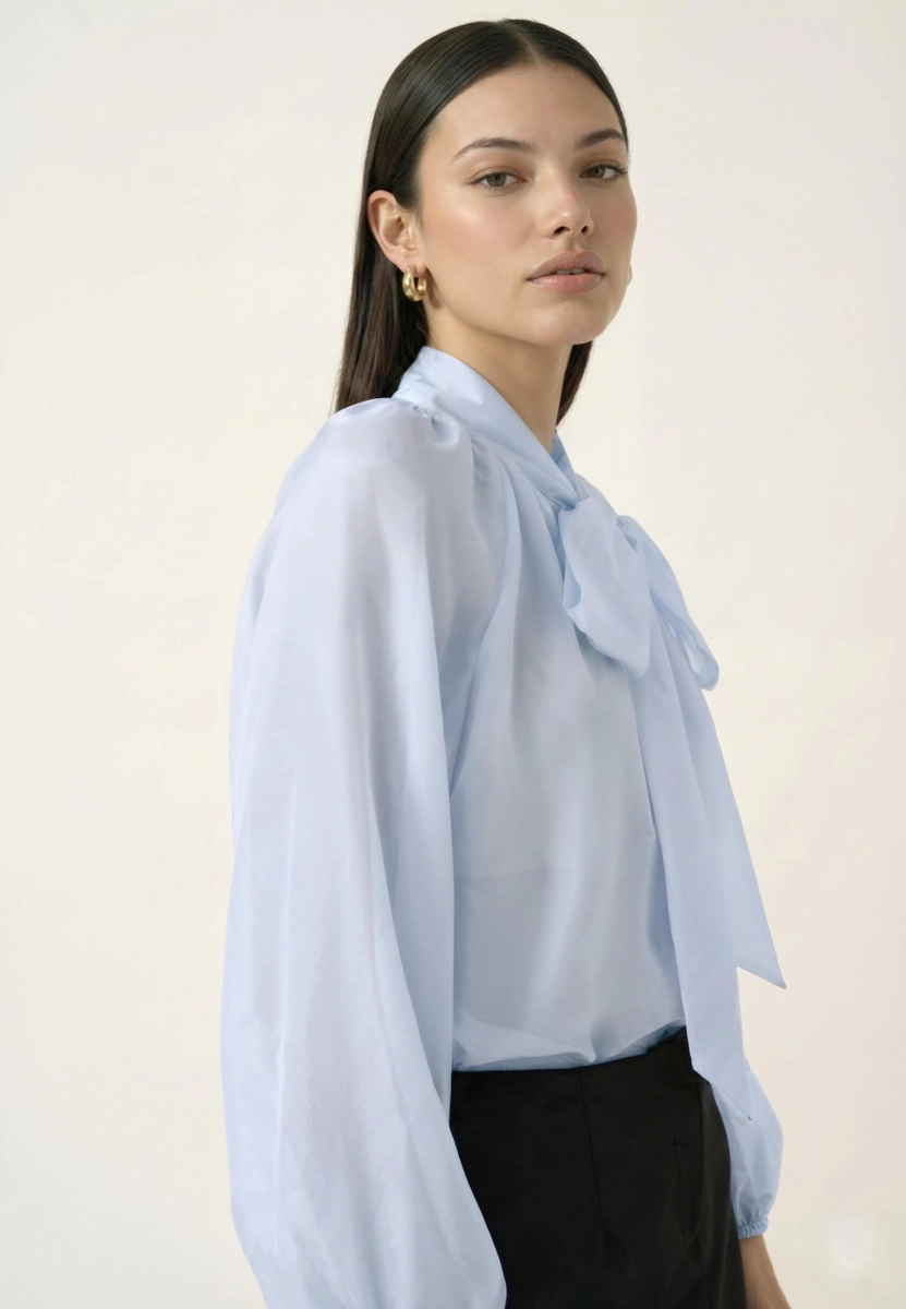 Блуза из шифона с бантом REFERT, цвет: голубой, 12-3545/3-2511 купить онлайн