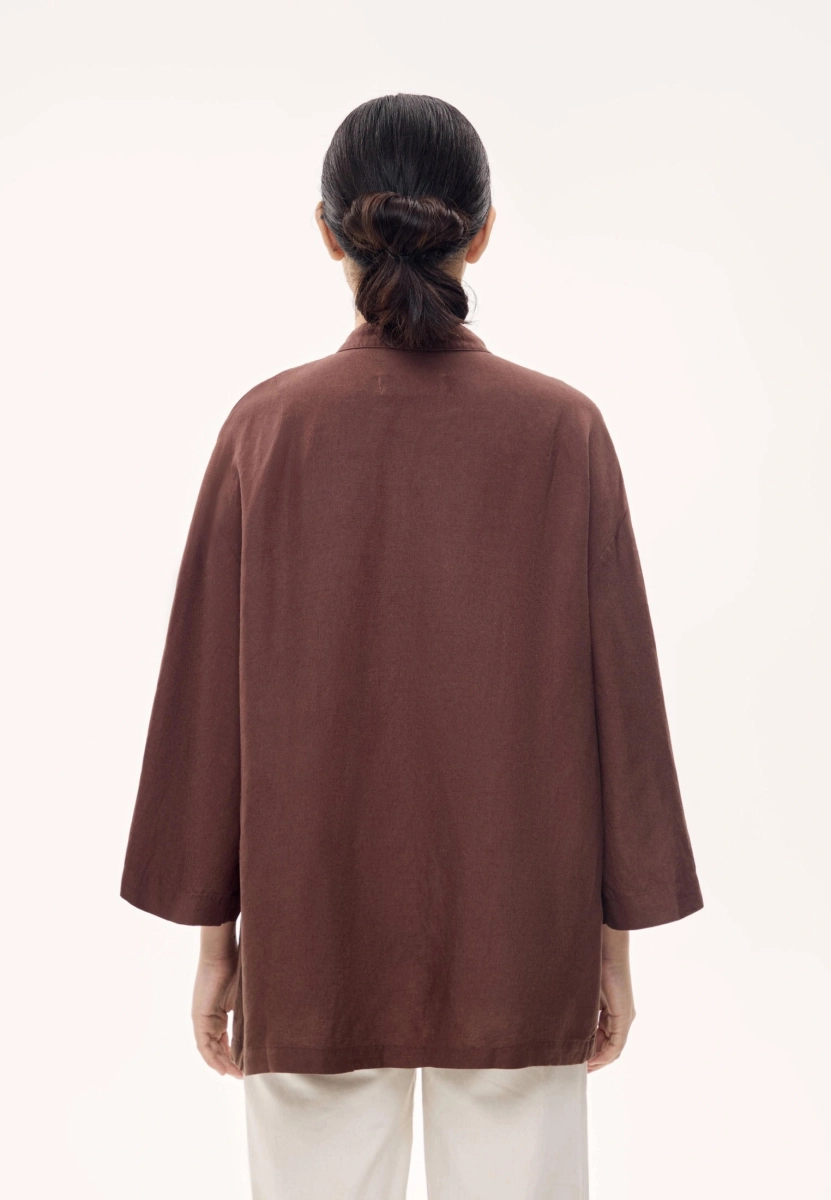 Женская блуза льняная MUTED, цвет: коричневый, 904737.WSHR0026_Brown купить онлайн