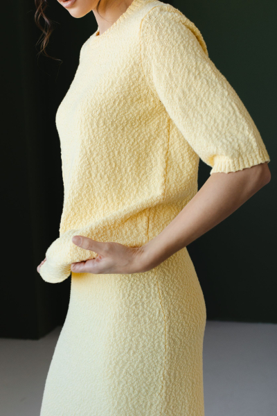 Костюм из фактурного хлопка джемпер и юбка VLVT, цвет: Желтый, 00-00005306 купить онлайн