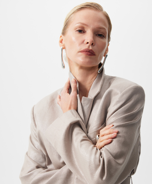 Пиджак льняной прямой свободной формы GLVR, цвет: серый, 126G22GAC4804 купить онлайн