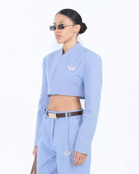 Жакет укороченный из канваса ASIA ST 71, цвет: синий, Ast71.jacket-crop-canvas-blue купить онлайн