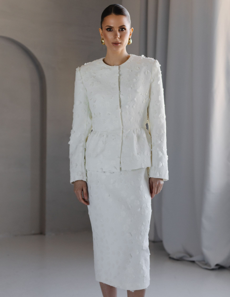 Жакет из твида с баской VLVT, цвет: белый, 00-00005356 купить онлайн