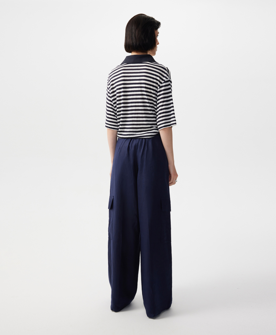 Брюки-трубы льняные средней посадки GLVR, цвет: Черный, 126G23GAC6315 купить онлайн