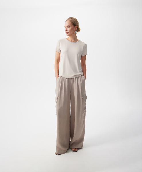 Брюки-палаццо высокой посадки GLVR, цвет: серый, 126G22GAC6328 купить онлайн