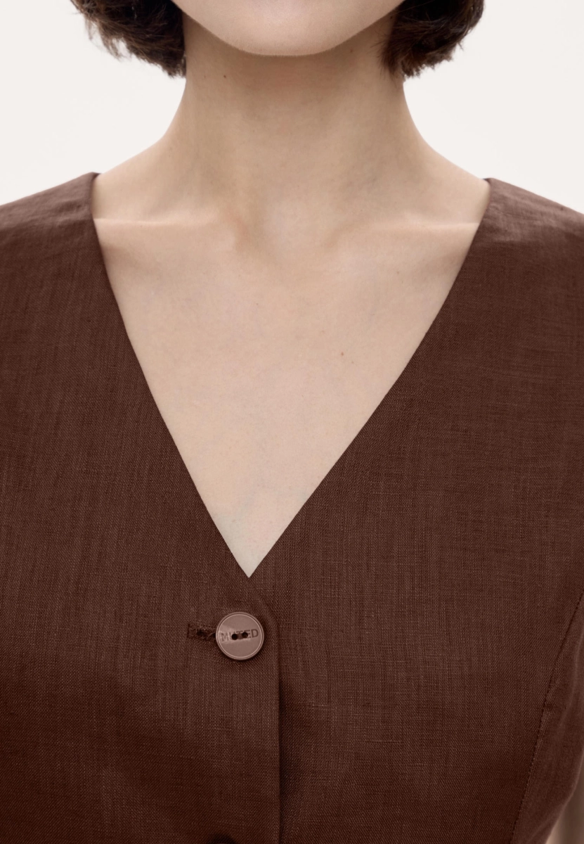 Женский жилет льняной MUTED, цвет: коричневый, 905310.WJKT0003_Brown купить онлайн
