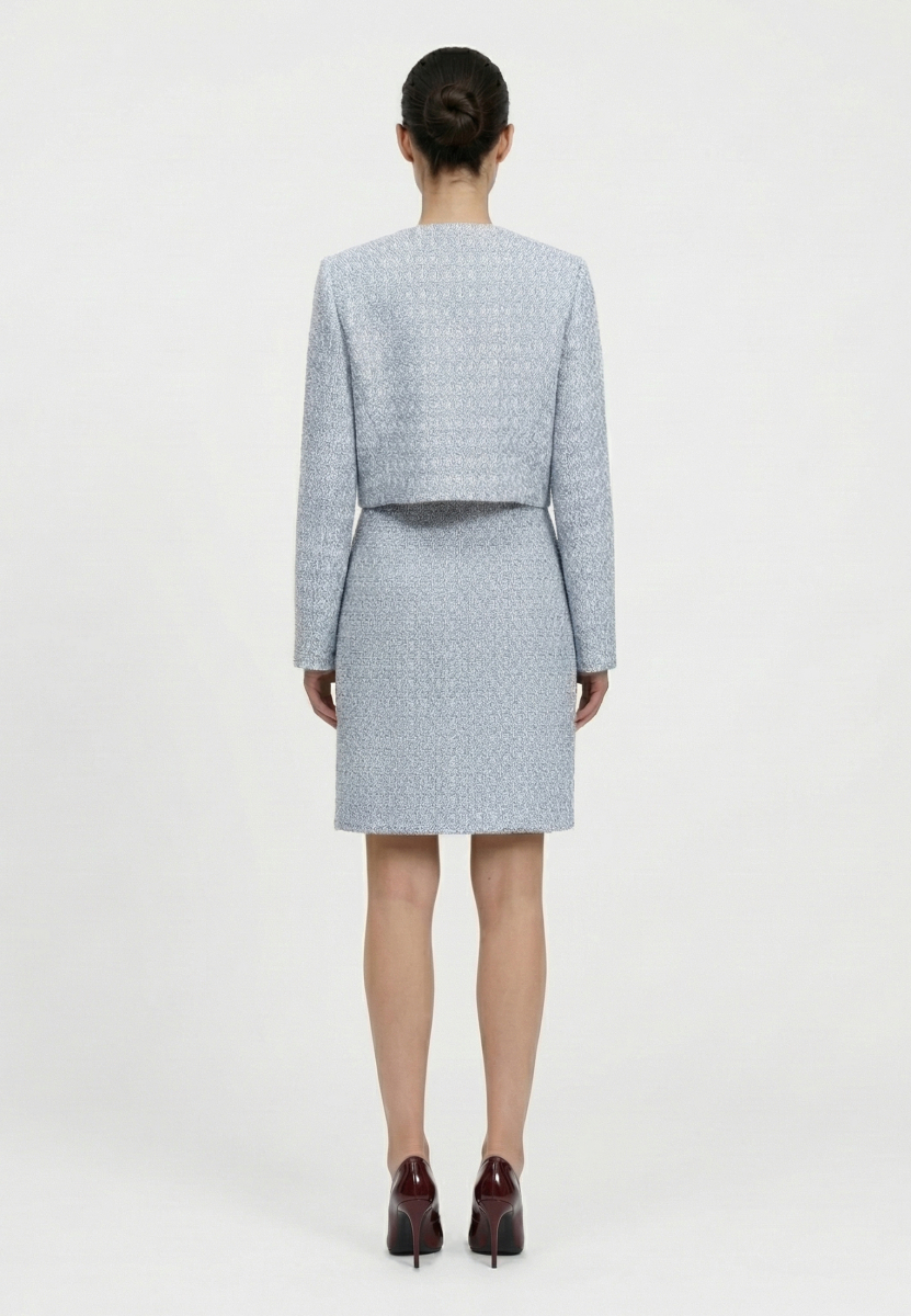 Жакет укороченный из твида с клапанами REFERT, цвет: голубой, 04-3505/4-2511 купить онлайн