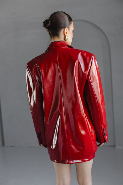 Жакет из экокожи однобортный лаковый VLVT, цвет: Бордовый, 00-00005148 купить онлайн