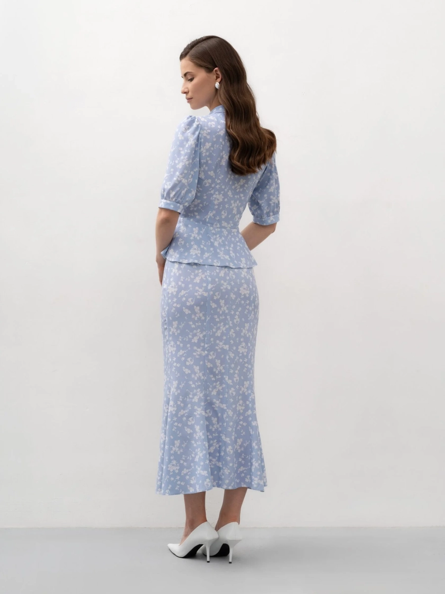 Юбка в цветочный принт TRES, цвет: голубой, НФ-00002767 купить онлайн
