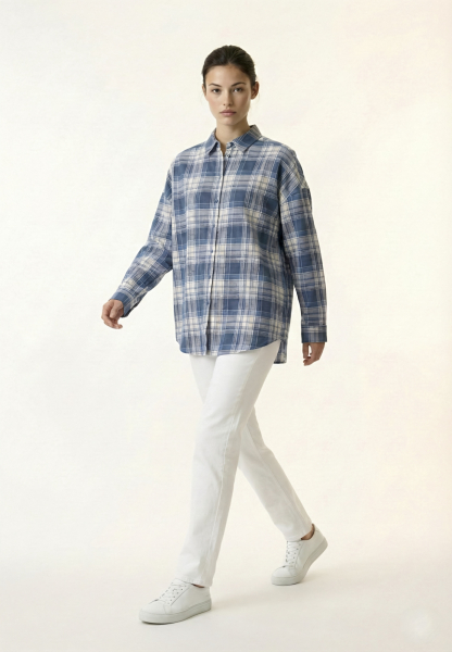 Рубашка в винтажном стиле REFERT, цвет: голубой/белый, 12-3285/1-2511 купить онлайн