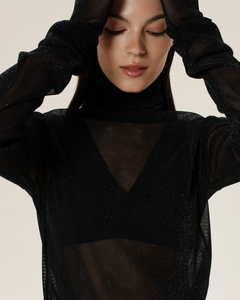 Водолазка с металлической нитью Anmuse, цвет: Черный, TP24W134-BLС-1 купить онлайн