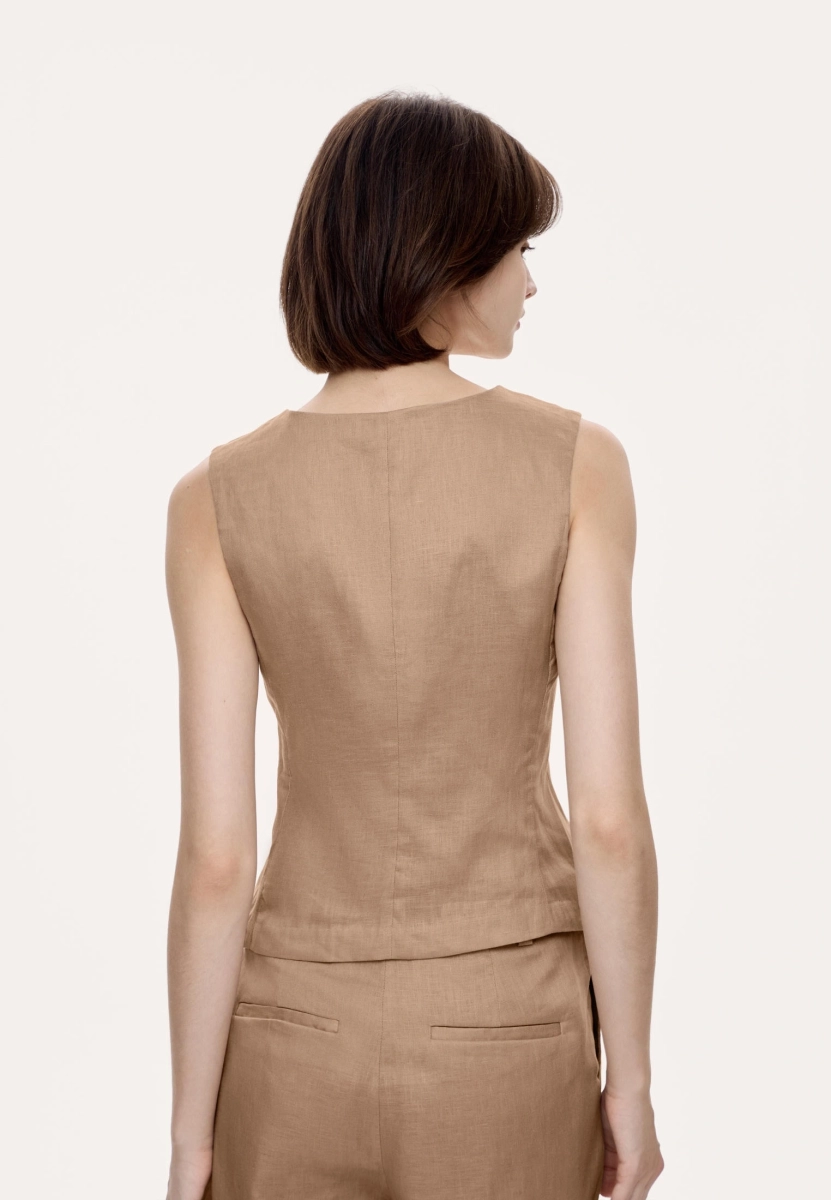 Женский жилет льняной MUTED, цвет: бежевый, 905310.WJKT0003_Beige купить онлайн