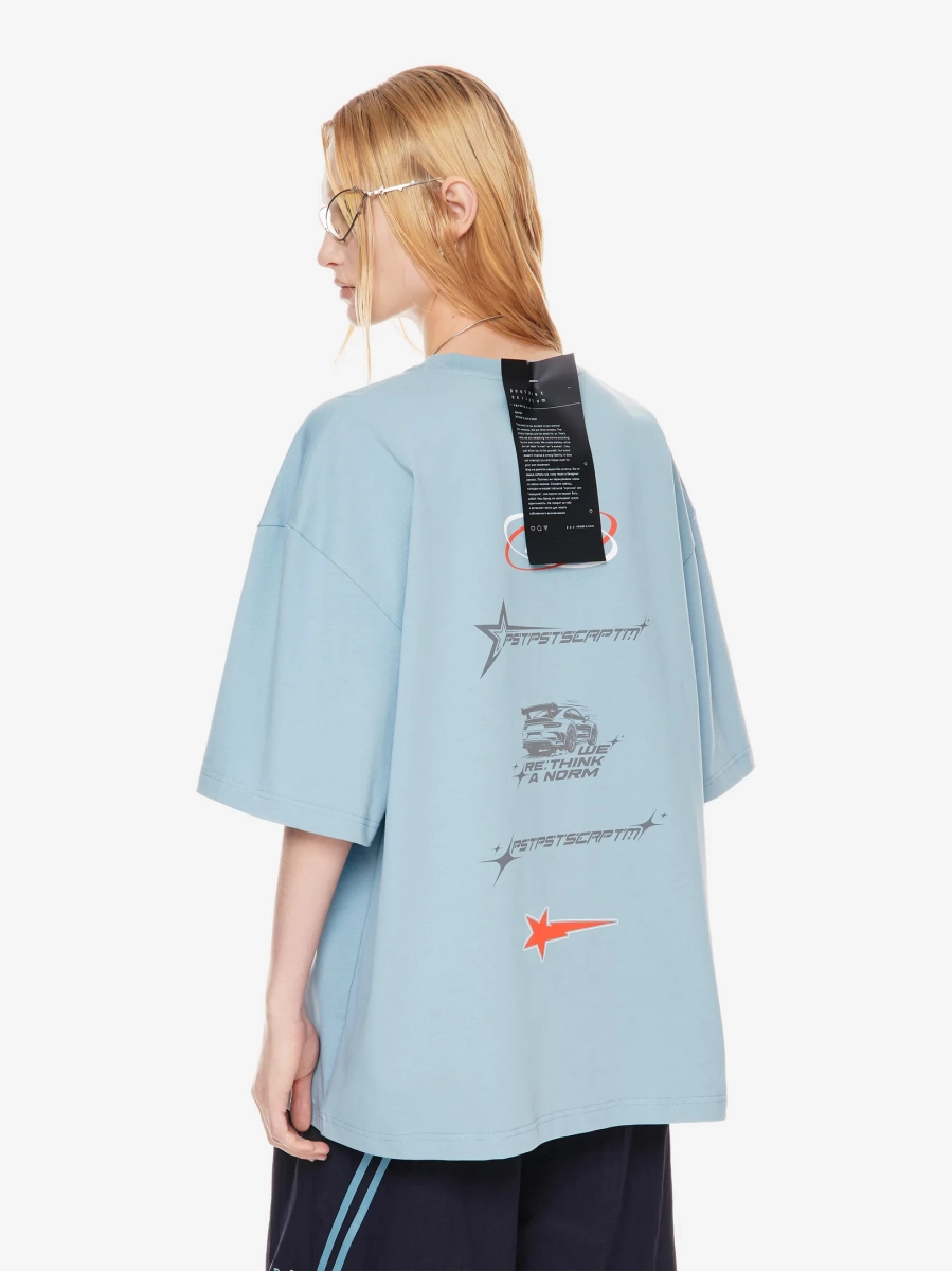 Футболка оверсайз с принтом p.p.s., цвет: голубой, 1131.001.00.02.322 купить онлайн