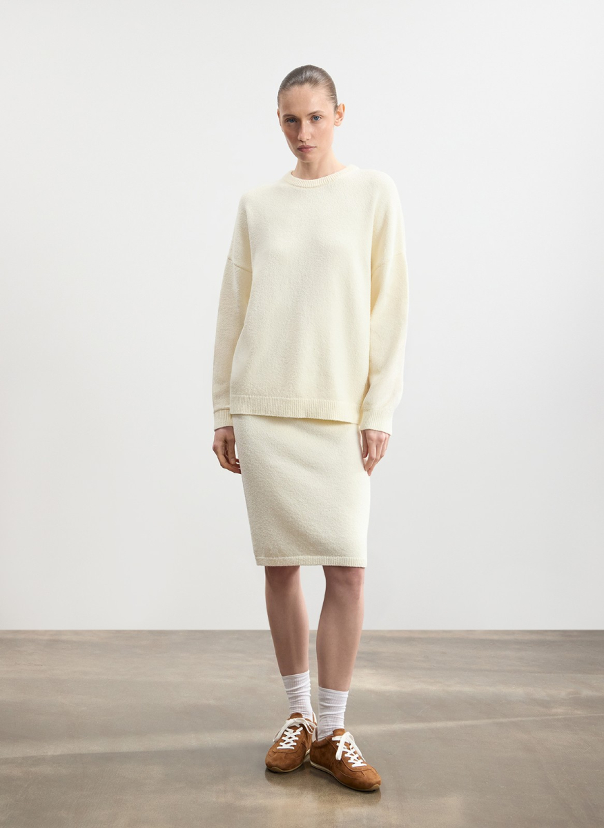 Юбка фактурной вязки из хлопка ALL WE NEED, цвет: белый, 2602W3703-21 купить онлайн