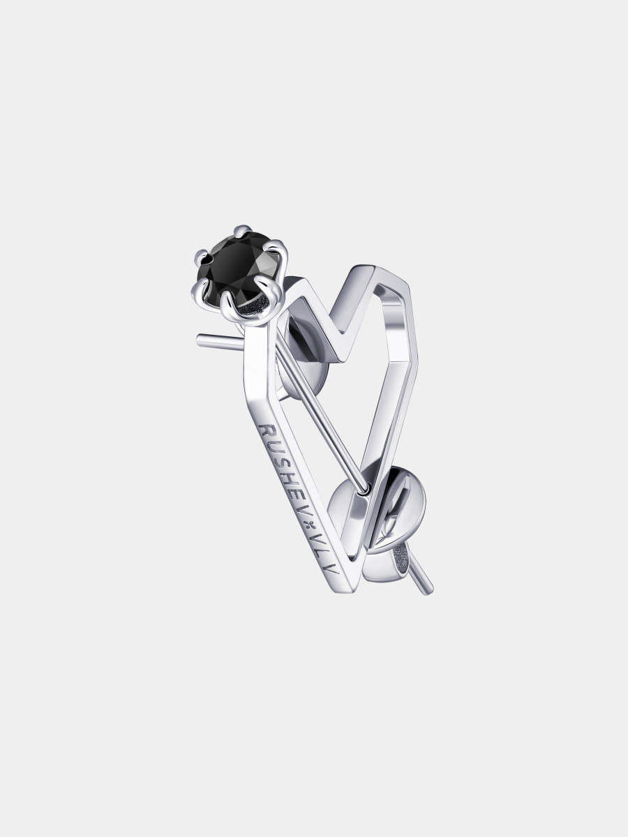 Моносерьга-пусета RUSHEV, цвет: Серебряный, RSHV_VLV_HRTB купить онлайн