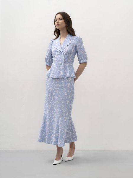 Юбка в цветочный принт TRES, цвет: голубой, НФ-00002767 купить онлайн