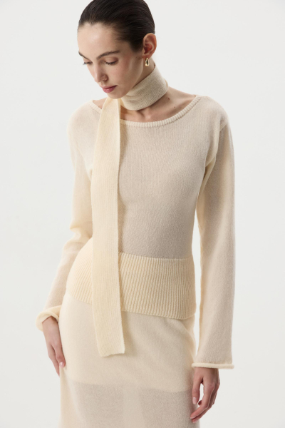 Лонгслив с шарфом Charmstore, цвет: бежевый, 313-51585-112 купить онлайн