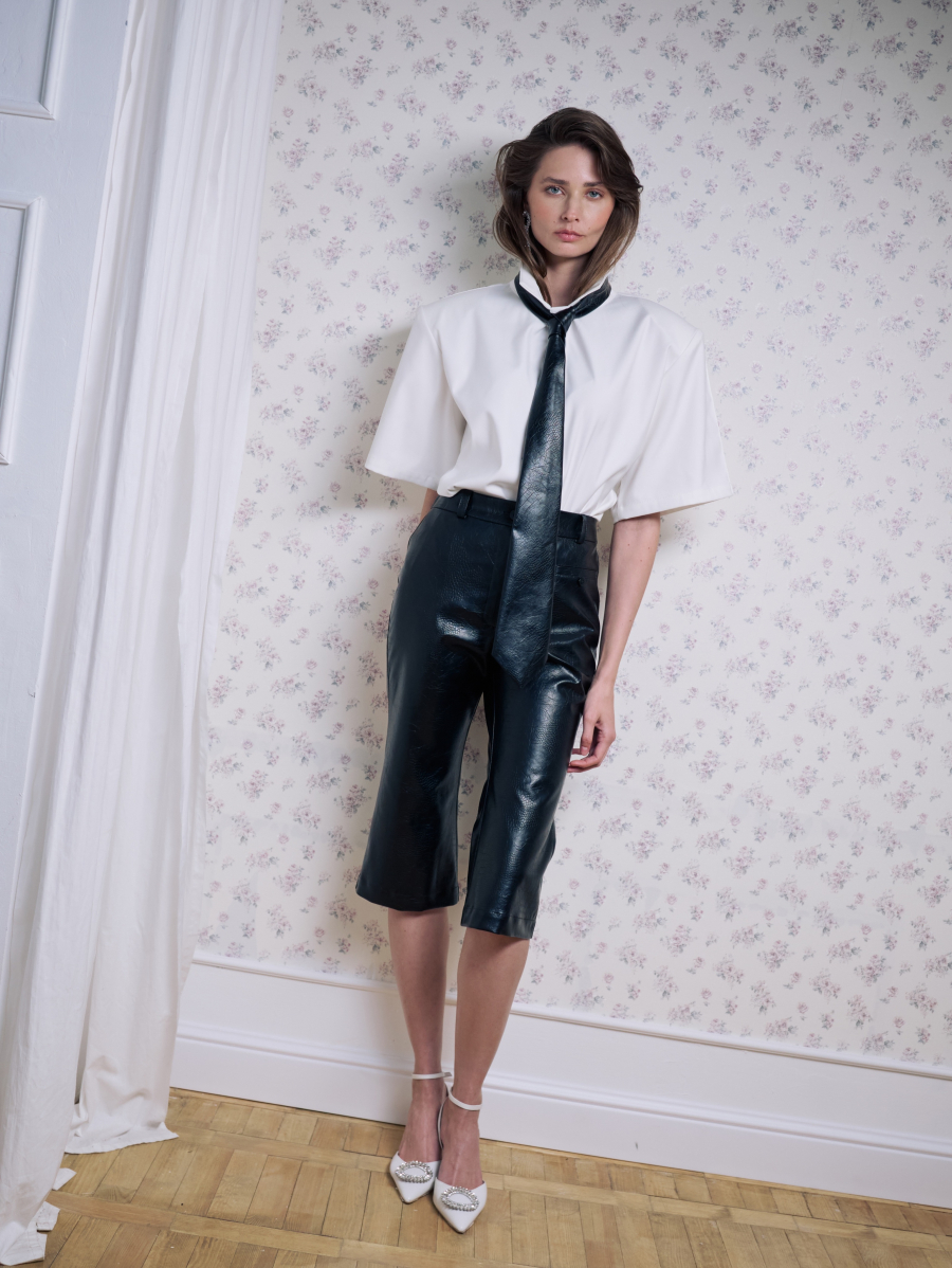 Галстук их экокожи Shtripling, цвет: Черный SHTTIE006BLK купить онлайн